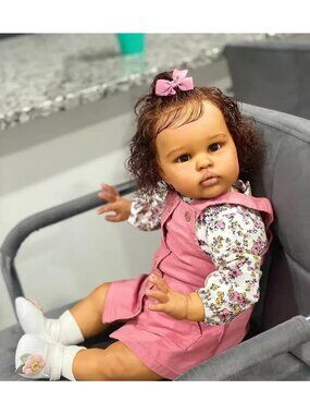 Lifelike 22" Reborn Baby Doll - Realistic African American Soft Body Gift for
